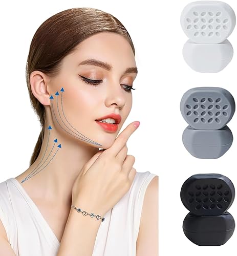 Miniatura 1 de Ejercitador de mandíbula para hombres y mujeres, 3 niveles de resistencia (6 piezas) tabletas de silicona para ejercitar la mandíbula, potente