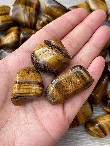 Image of 1 /2 LB Tiger Eye Tumbled Stones, Polished Natural Tiger Eye Gemstone, Tiger Eye Healing Crystals (Tiger Eye)