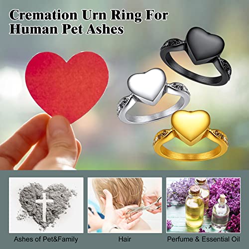 Image of Richsteel Stainless Steel Heart /Claddagh Cremation Urn Ring for Ashes for Women Waterproof Locket Rings Memorial Jewelry(with Gift Box)