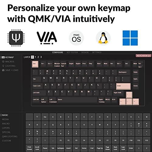 Image of Keychron Q1 75% Layout Wired Custom Mechanical Keyboard, Full Aluminum QMK /VIA Programmable Macro, Double-Gasket DIY Kit Hot-Swappable Compatible with Mac Windows Linux (Blue) -Barebone Knob Version 2
