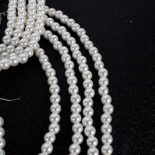 1920S Multilayer Simulated Faux Pearl Strands Necklace Costume Jewelry Set For Women Girls Necklace Earrings Set #TOP2