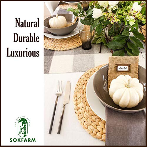 Image of Woven Placemats Set of 6, Table Mats Set of 6, Water Hyacinth Round Placemats for Round Table, Chargers for Dinner Plates, Wicker Chargers for Dinner Plates, Woven Placemat, Place Mats 13.4 in