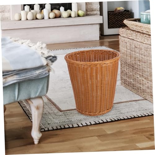 Caneca de basura rectangular con tapa tejido rattan miniatura 5