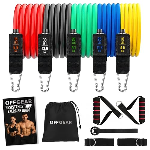 Image of Resistance Bands Set for Home Workout - Stackable Resistance Tubes with Handles, Ankle Straps, Door Anchor & Exercise Guide | Full Body Training Bands for Men & Women