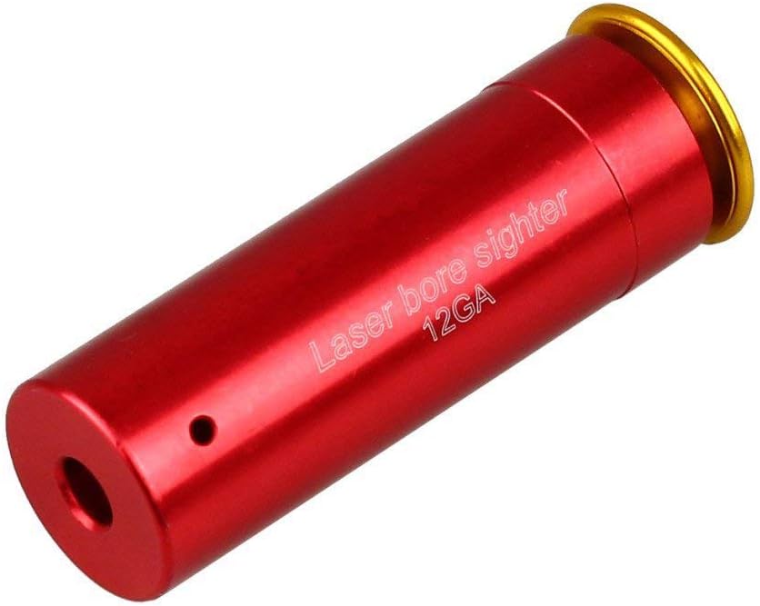 12-Gauge Red Dot Laser Bore Sight in Chamber Cartridge 12GA Laser Bore Sighter with Two Sets of Batteries