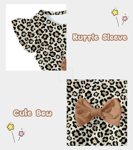 Baby Girls Clothes Infant Print Ruffle Romper Bodysuit with Bow 0-18 Months3