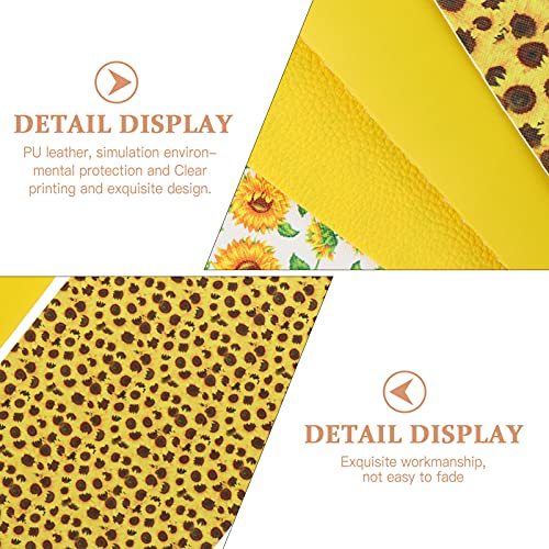 EXCEART 8 Vellen Zonnebloemen Gedrukt Faux Leather Vel Pu Grain Geweven Synthetisch Leer Vel Diverse Voor Oorbellen… - Afbeelding 3