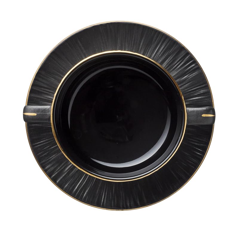 4x Suppentasse mit Untertasse Set MAYA KURO, Ø 10,5 cm, 250 ml, schwarz, Porzellan