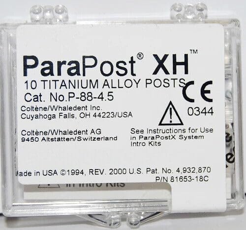 Coltene Whaledent P84-4.5 ParaPost Titanium Alloy Posts .040 Yellow 10/Pk