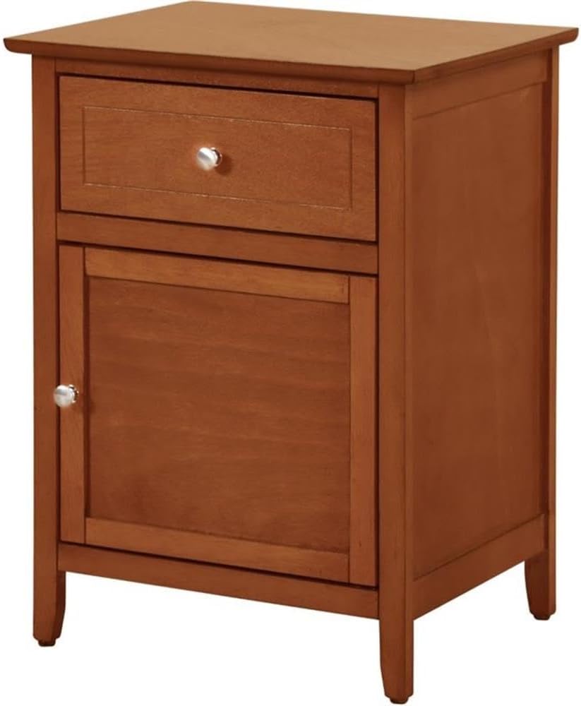 Glory Furniture Izzy 1 Drawer 1 Door Nightstand in Oak