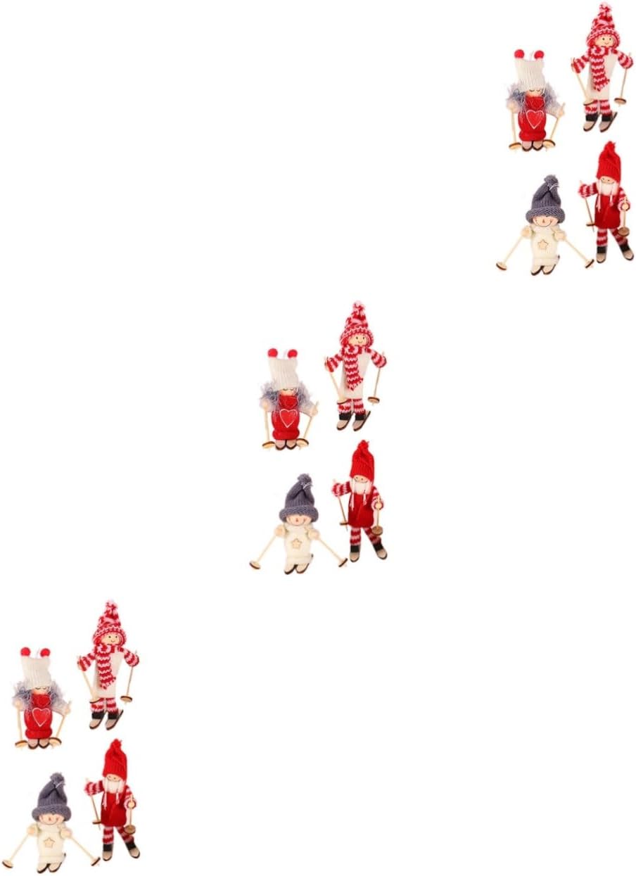 SAFIGLE 12pcs Ski Doll Decor Skiing Figurines for Christmas Tabletop Lovey Doll Decoration Festive Desktop Ornament Xmas Home Adornment