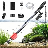 SYSENCIAGA Electric Aquarium Vacuum Gravel Cleaner, 36W Electric Fish Tank Cleaning Tools with Strong Suction for Automatic Water Change Algae Filter Water Circulation Wash Sand 580GPH (Red)