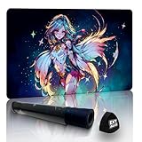 Extalas MTG Playmat TCG Playmat PTCG Playmat DND Playmat, Exclusive Laser Rainbow Shimmer Design,Includes Free Storage Tube(playmat with, Angel)