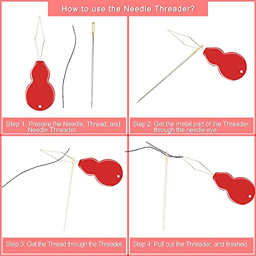 premium large eye large gauge needles for hand sewing - assorted sizes including embroidery - 2550 pcs with 2 threaders