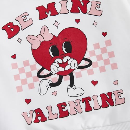 Thorn Tree Toddler Girl Valentines Day Clothes Set Bow Heart Printed Sweatshirt Solid Long Pants Winter Spring Outfits4