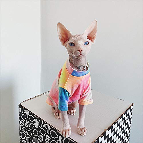 ZHIHAN Sphinx Katze Kleidung Farbe T-Shirt haarlose Katze Sommer Sonnencreme atmungsaktive Kleidung, Farbe 1, S Cover