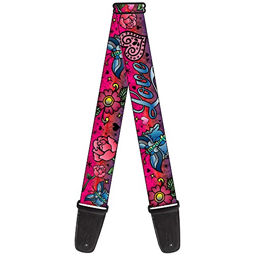 Buckle-Down Guitar Strap Love Love Pink 2 Inches Wide (GS-W31213)