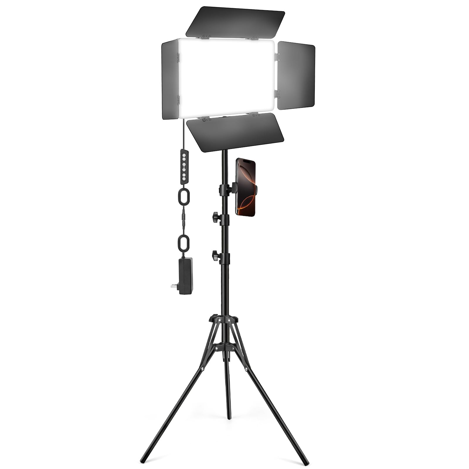 Zestaw oświetlenia wideo LED z drzwiami stodoły, dwukolorowe lampy studyjne Kewaiaa ze statywem, lampa fotograficzna 3000 lx 2500-8500 k do nagrywania wideo, filmowania, transmisji na żywo, YouTube