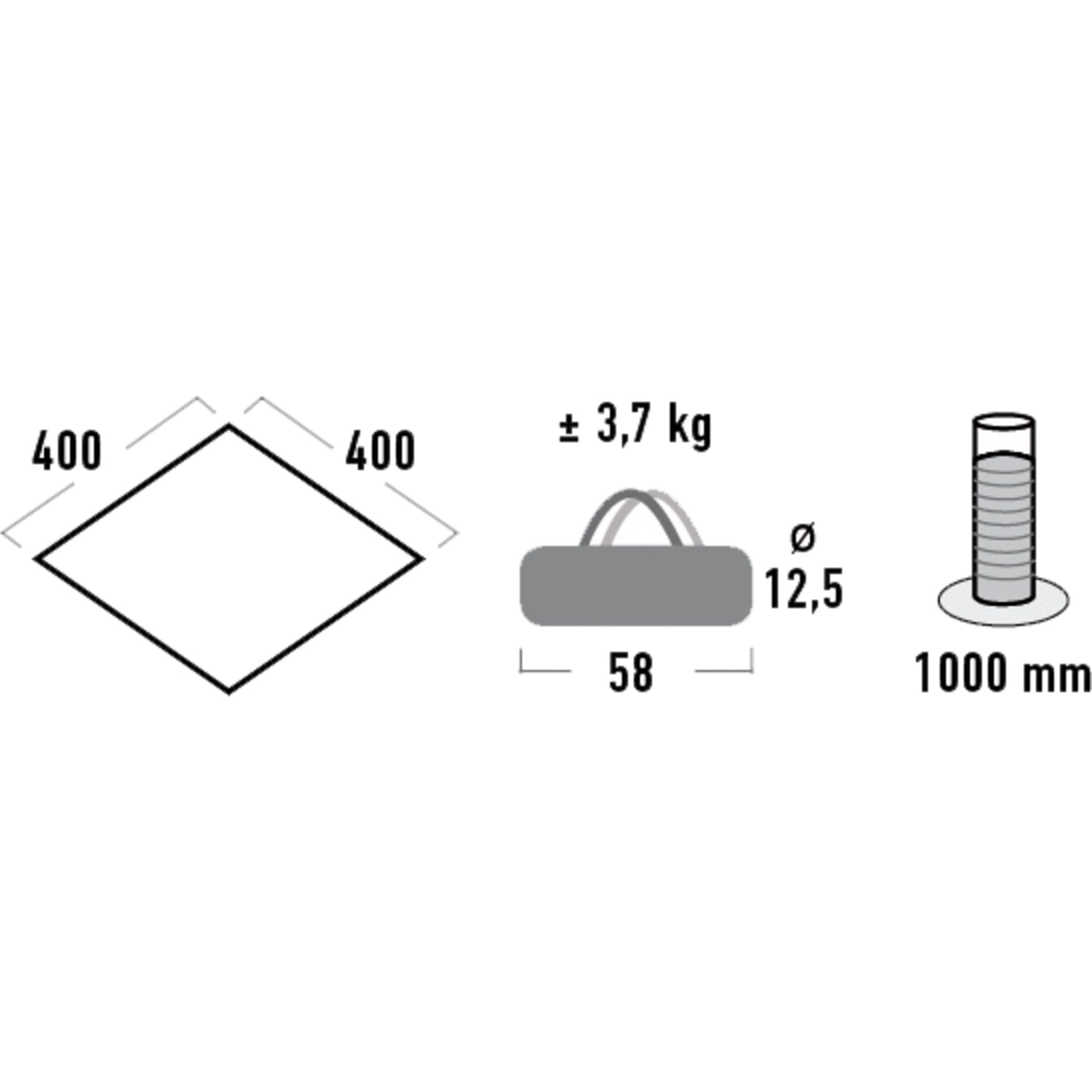 High Peak Sonnensegel Tarp 2, 400x400 cm, Sonnenschutz, Wetterschutz Tarp , Universal Camping Plane, leicht, variable Aufbaumöglichkeiten mit 2 Aufstellstangen 200 cm