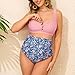 Zando Maternity Swimsuit Two Piece High Waist Button Down Maternity Swimwear Pregnancy Bathing Suits Maternity Swimsuits for Women Cross Bikini Set Pink Floral XL