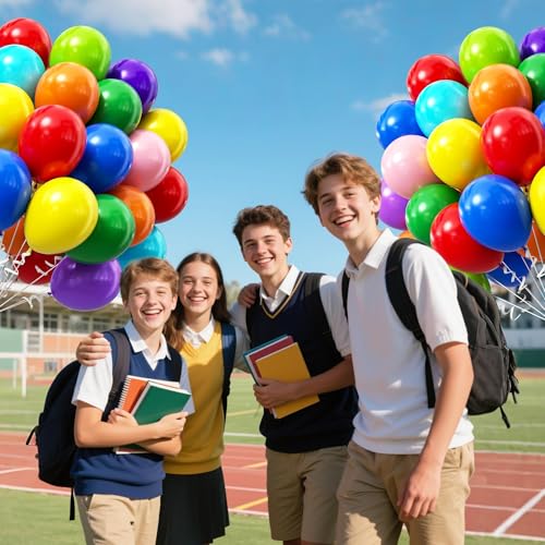 Image of Colorful Balloons 12 inch, Latex 50pcs Party Balloons | Red Dark Purple Orange Yellow Lime Green Light Blue Pink Balloons, Colorful Baby Shower, Birthday Party Decorations