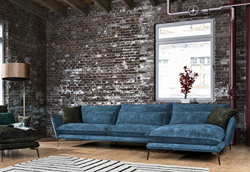 Preisvergleich Produktbild KAWOLA Ecksofa Skye Recamiere rechts Stoff Velvet Petrol