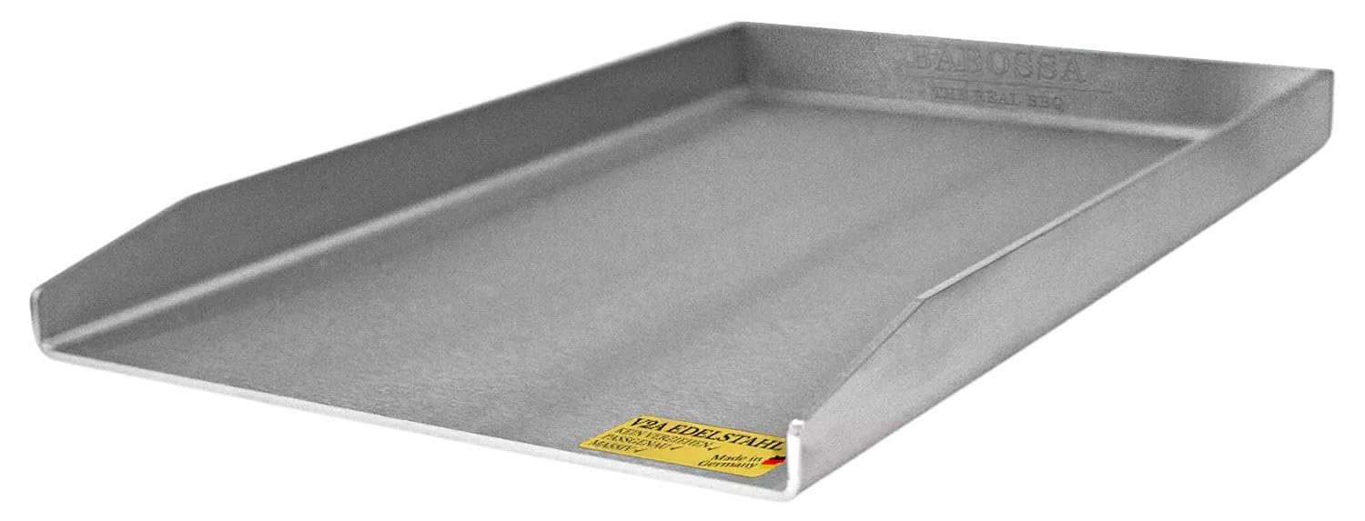 BABOSSA Grill Plancha aus V2A Edelstahl 30 x 45 cm – Erstklassige Verarbeitung & perfekte Hitzeverteilung – kompatibel mit Rösle Vario Edition – Teppanyaki Platte 100% Made in Germany