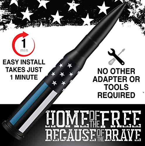 Ecoauto Badass Car Antenna Replacement For Dodge Ram & Ford F150 F250 F350 Super Duty Ford Raptor Bronco Trucks - Anti-Theft Design-Radio Antenna For Truck 1990 - Current (American Flag Support Blue) #TOP5