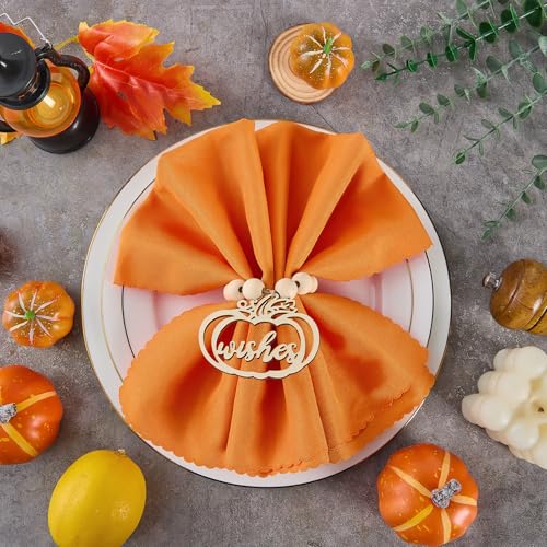 Aptwow WNRGN2401AW Fall Thanksgiving Napkin Rings Set Of 12, Pumpkin Thankful Wooden Bead Napkin Rings For Fall Thanksgiving Decorations, Fall Thanksgiving Napkin Holder For Table Decor Dinnerware Sets, Wedding, Holiday thumb #1