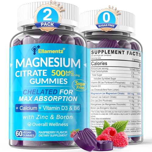Magnesium Citrate Gummies 500mg for Women Men Sugar Free Calm Magnesium