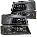 Spec-D Tuning 2LBLH-SIV03G-RS Silverado Smoke Chrome Crystal Headlights+Tinted Signal Bumper Light