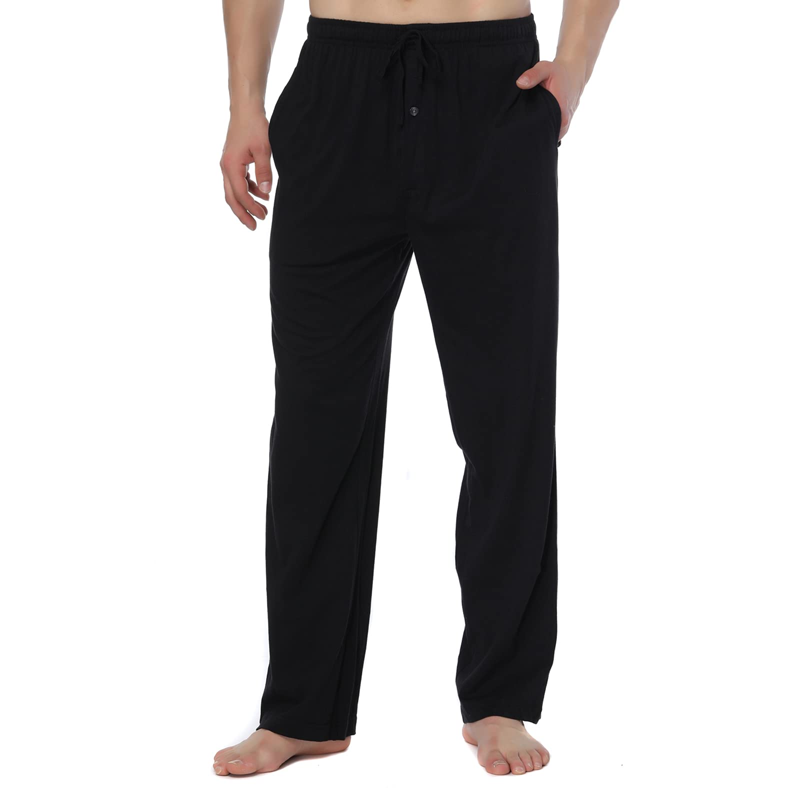 HomyComy Bas de Pyjama Homme 100% Coton Pantalon de Pyjama à Carreaux Vêtements de Nuit avec Poches à Cordon