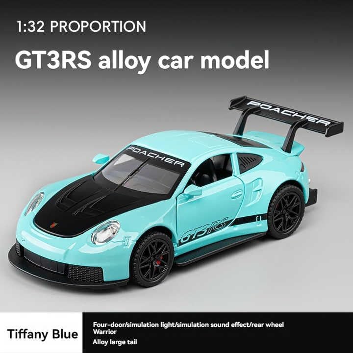 Image of Exclusive Alloy Metal Pull Back Die-Cast Car Diecast Metal Pullback Toy Car with Openable 6 Doors,Light Music Boys Gifts Toys (1:32 Porsche 911 GT3 RS-Blue)