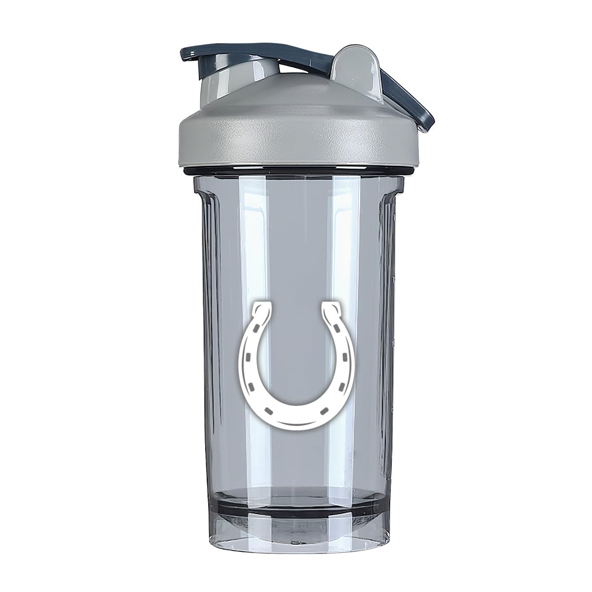A Horseshoe - ?? 18 Ounce Shaker Cup,Fashion Theme Pattern Shaker Bottle Leak-proof Workout Shake Bottles 500ML/18 oz Perfect for Pre Workout Gray 0