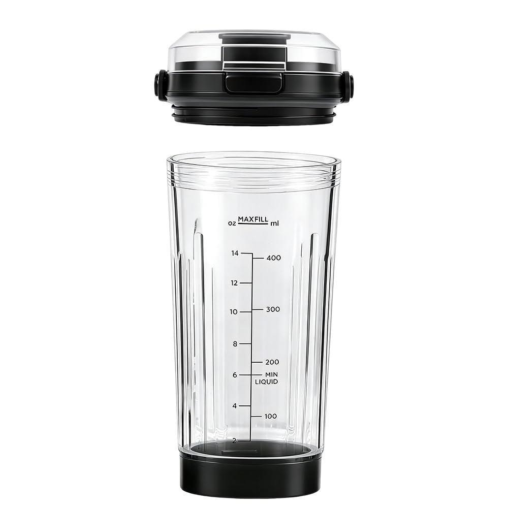 Kubek blendera do ninja serii BC100/BC151, HOVCEH 530 ml Trzepaczka z ustnikiem do picia i Jermetyczną pokrywką do blendera ninja, kubek mikserów zamiennych do ninja blender