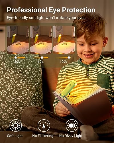 Image of DEWENWILS Amber Book Light for Reading, USB Rechargeable, 3 Brightness Levels, Blue Light Blocking, Kids & Adults (Green)