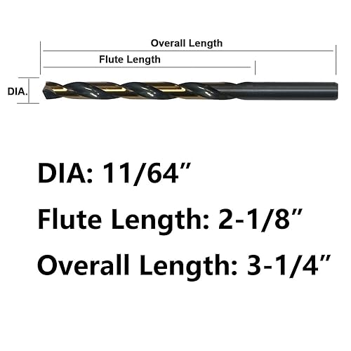 Miniatura 2 de HSS Brocas helicoidales  Juego de 24 brocas con revestimiento negro y dorado  Brocas Jobber de 1164 pulgadas para perforar en acero suave, cobre,