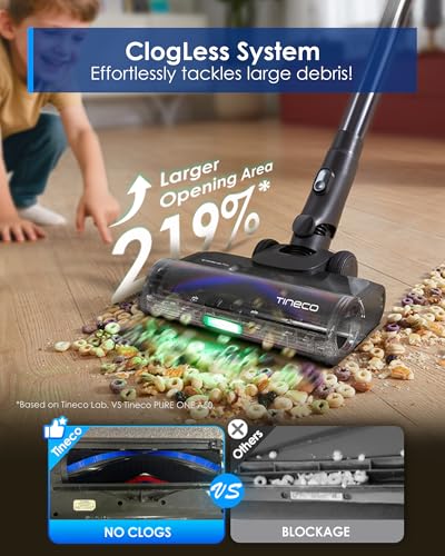 Image of Tineco Pure ONE S70 Cordless Vacuum Cleaner, 200AW Powerful Suction, Up to 95min Runtime, Zero Tangle Brush,180 Foldable Tube, Stick Vacuum Cleaner for Pet Hair, Carpet & Hard Floor (Gray)