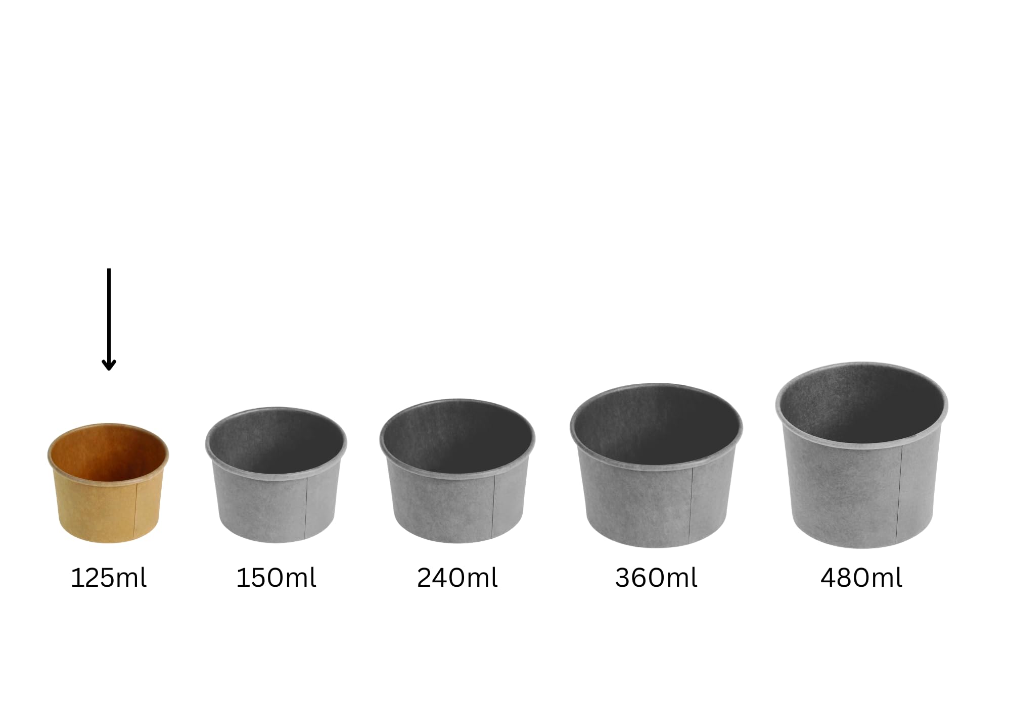 1000 Eisbecher 125 ml | Umweltfreundliche Universal Karton für EIS, Dessert, Fingerfood, Vorspeisen, Snacks I Speisebecher braun unbedruckt rund