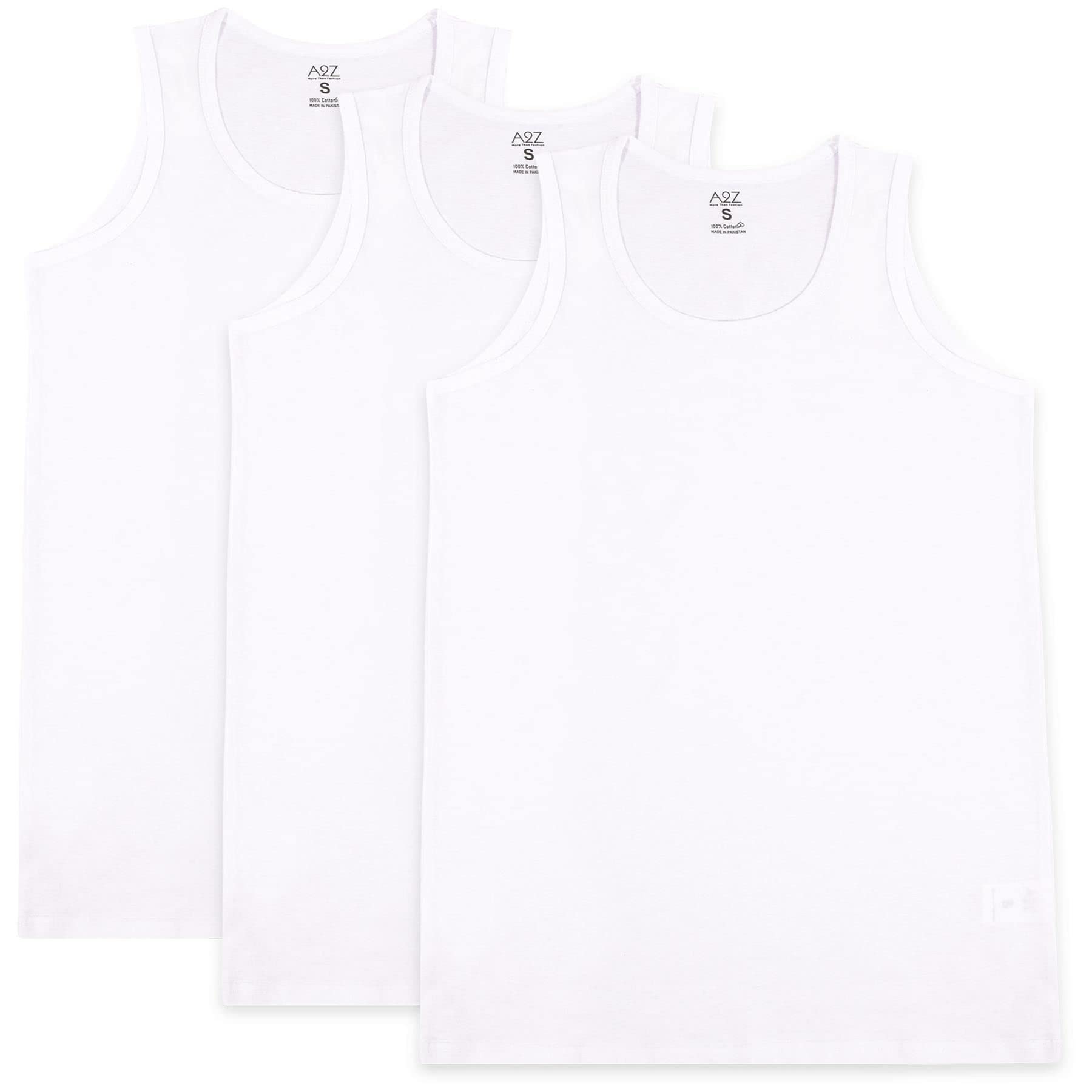 A2z Men's White Cotton Underwear - Vest 005 3 Pack._xxl