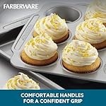 Farberware Nonstick Steel Bakeware Set with Cooling Rack, Baking Pan and Cookie Sheet Set with Nonstick Bread Pan and Cooling Grid, 10-Piece Set, Gray - Image 2
