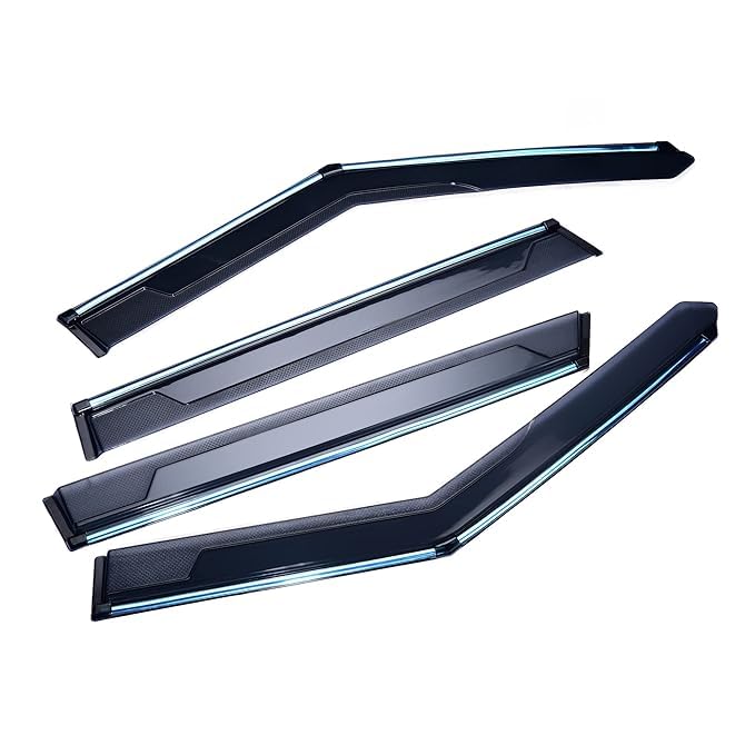 Car Door Visor Rain Guard with Chrome Liner SPF Protected |Side Wind Deflector Compatible Window Kia Seltos Set of 4 Pcs