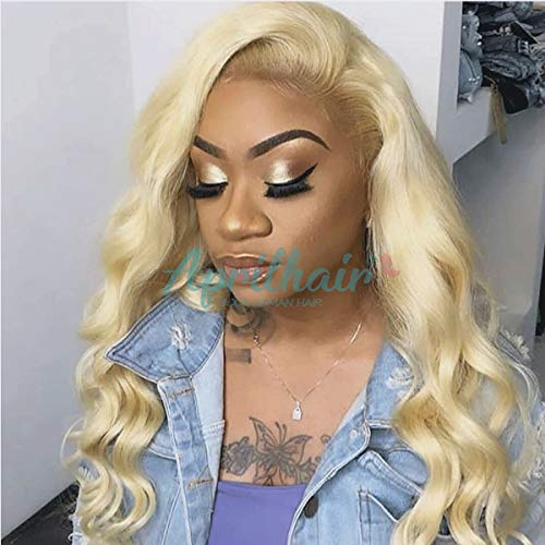 Aprilhair 8A Pre Plucked 360 Lace Frontal Wig #613 Blonde Body Wave Brazilian Virgin Human Hair Glueless Lace Wig for Black Woman Full 150% Density 20inch