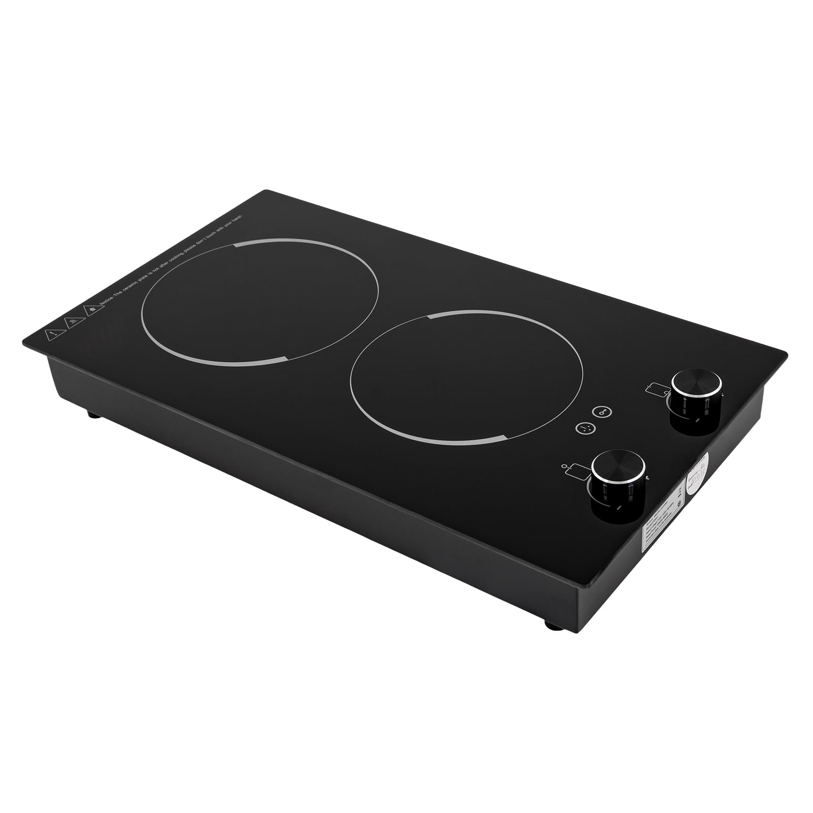 Induction Cooker 2-Head 2100W Touch-Control 9 Power Gears Electric Cooktop Adjustable Temperature & Timer Setting Countertop & Built-In Ceramic Cooker For Kitchens