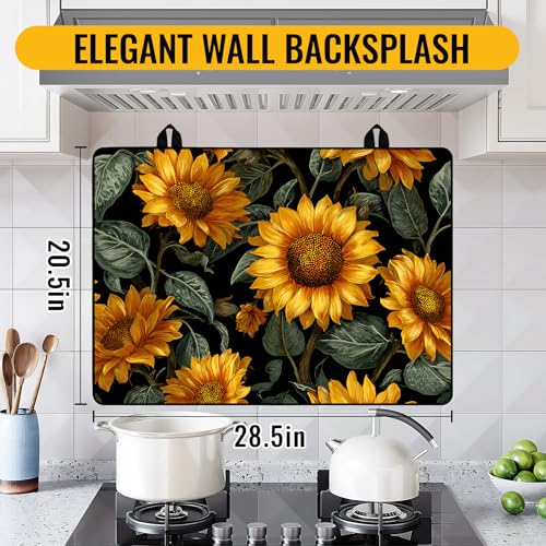 Image of NYZE Stove Cover for Electric and Glass Stove Tops 3-in-1 Stove Mat, Heat Resistant Counter Protector Mat, Non-Slip Surface & Drying Rack (Sunflower, 28.5 inchLx20.5 inchW)