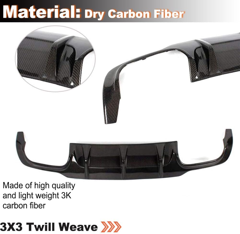 Rear Diffuser fits for Mercedes Benz C Class W204 C300 Sport C63 AMG Sedan Facelift 2012-2014 Customized Carbon Fiber CF Lower Bumper Lip Spoiler Body Kit (Bumper Diffuser)