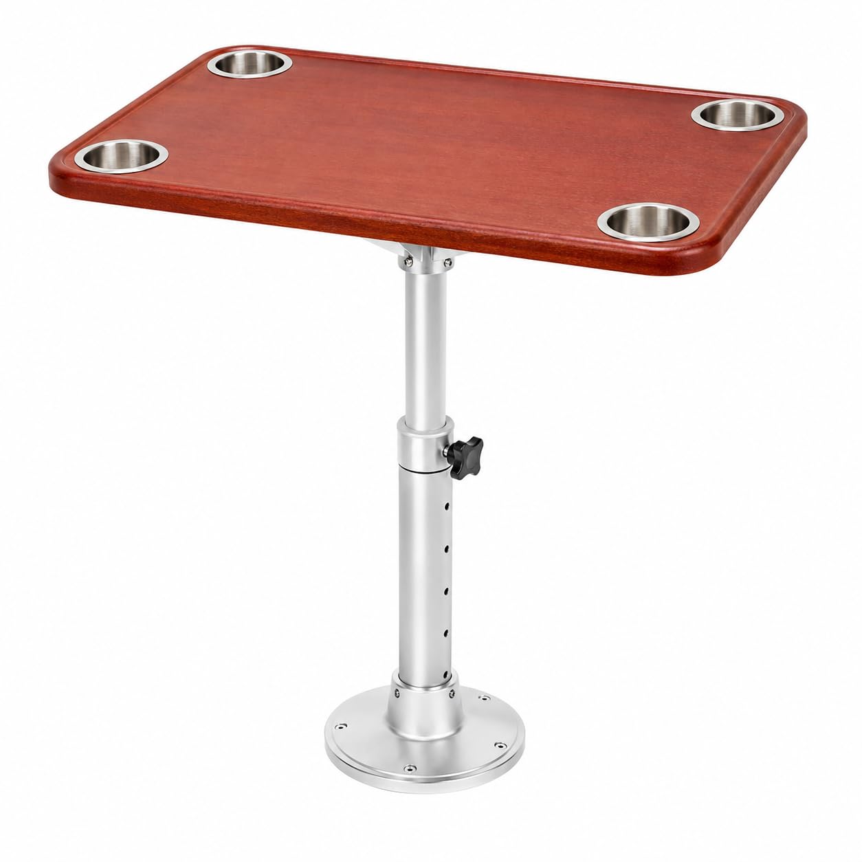 Wohnmobiltisch Teleskopisch Höhenverstellbar Abnehmbar, RV Tisch mit 4 Getränkehaltern, Eiche Tischplatte, Tisch für Caravan Wohnwagen Boot Yacht, 600x380mm Tischgestell