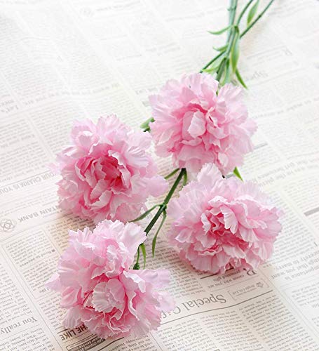 20 Inch Bouquets 10 Stem Carnations,Outdoor Uv Resistant No Fade Artificial Flower,Carnation Silk Petals Fake Flowers Forever Plants For Photo Props Home Party And Wedding Decor (Light Pink) #TOP6
