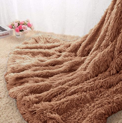 Image of Shaggy Faux Fur Fabric, Super Soft, 6 X 5 Feet (Coffee)