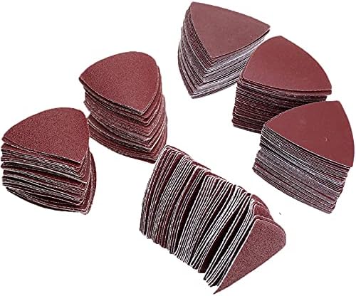 Triangle Sanding Pads Detail Sander Sandpaper for Oscillating 3-1/8 Inch Assorted Triangle Sandpaper 40/60/80/120/180/240 Grit Fit for Finishing Wood Sanding Plaster and Other Surfaces (100 Pack)